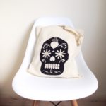 sugar skull bag on chair